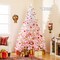 White-Pink PVC Christmas Tree with Flocked Tips and Folding Metal Stand